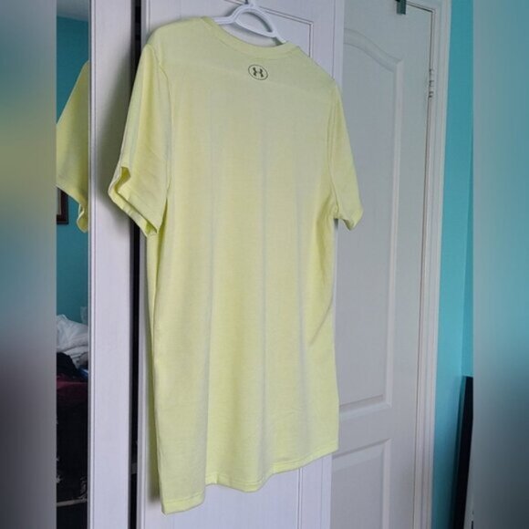 Womens Under Armour Yellow Short Sleeve Athletic V Neck T-Shirt Loose Fit Large - Picture 8 of 10